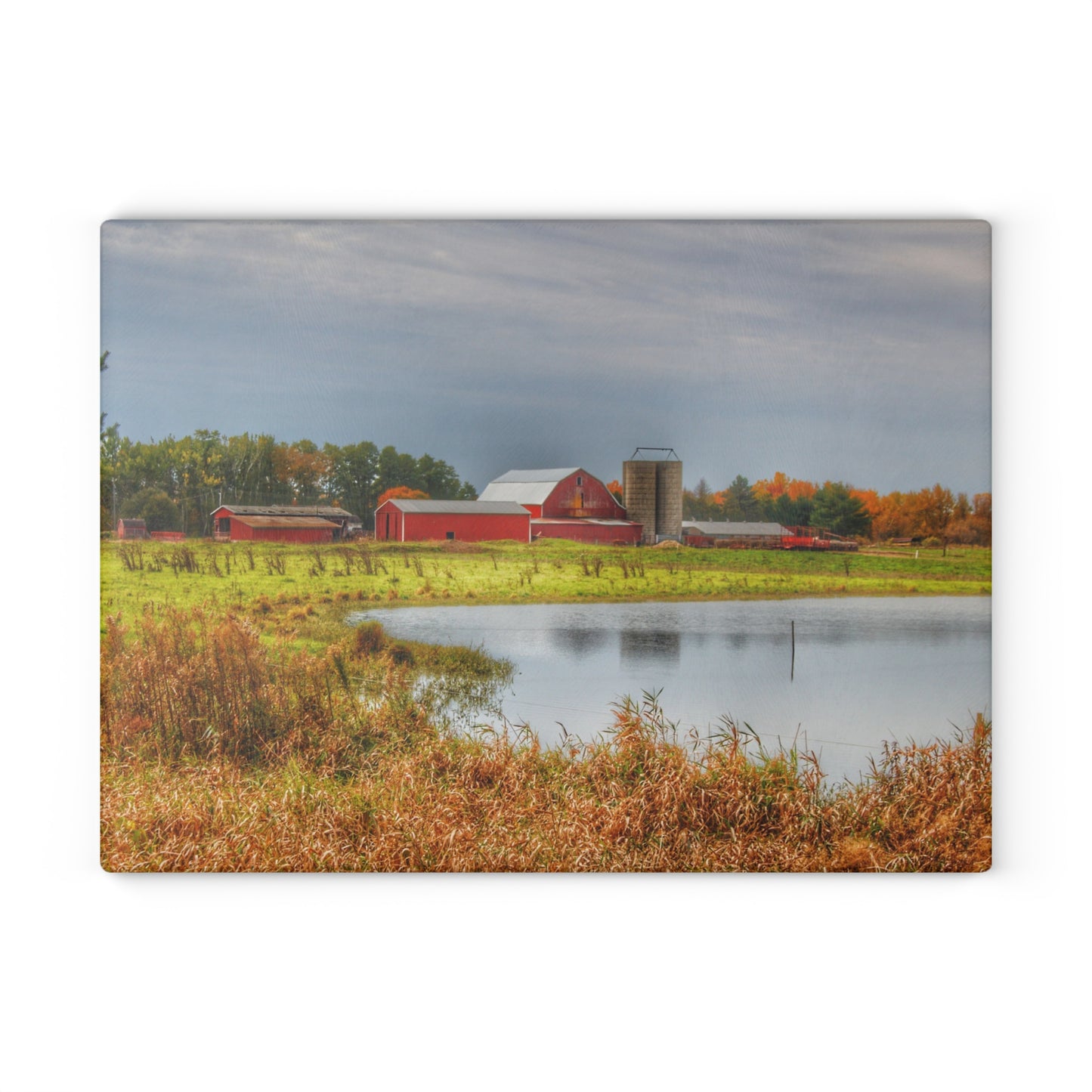 U R There Photography Oakwood Reds Rustic Farmhouse Tempered-Glass Cutting Board