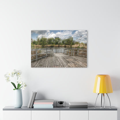 U R There Photography Bridge Overlooking Water Tower Park in Lapeer Rustic Farmhouse Acrylic Wall Print