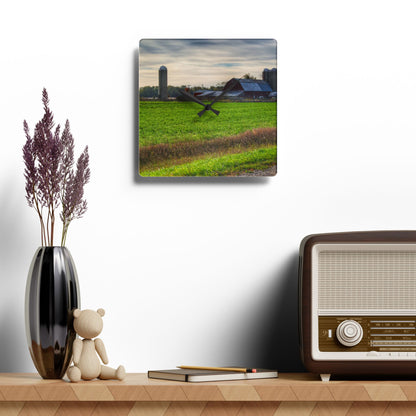 U R There Photography Shepard Road Farm I Rustic Farmhouse Acrylic Analog Wall Clock