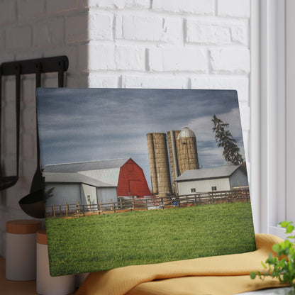 U R There Photography M-24 Farm Rustic Farmhouse Tempered-Glass Cutting Board