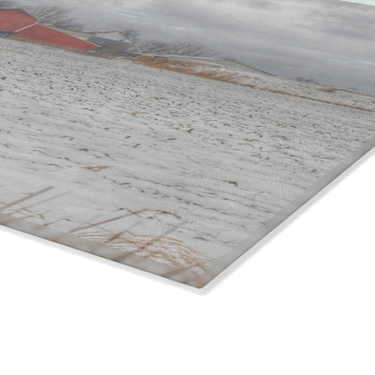 U R There Photography Maple Valley Road Red II Rustic Farmhouse Tempered-Glass Cutting Board