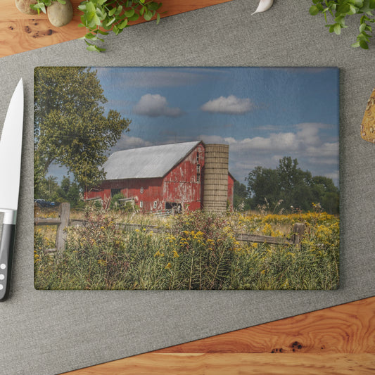 U R There Photography Nettney Road Red Rustic Farmhouse Tempered-Glass Cutting Board
