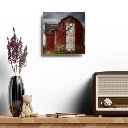 U R There Photography Hurd Corners Red III Rustic Farmhouse Acrylic Analog Wall Clock