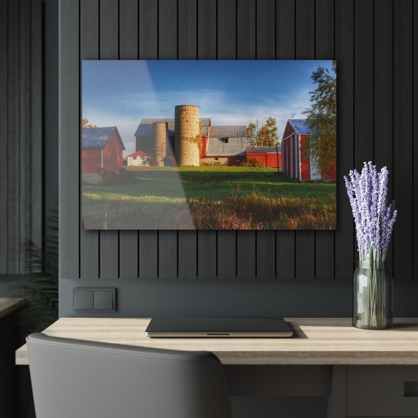 U R There Photography Maynard Road Reds Rustic Farmhouse Acrylic Wall Print