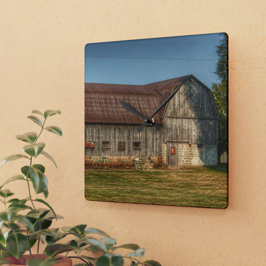 U R There Photography Irish Road Grey Rustic Farmhouse Acrylic Analog Wall Clock