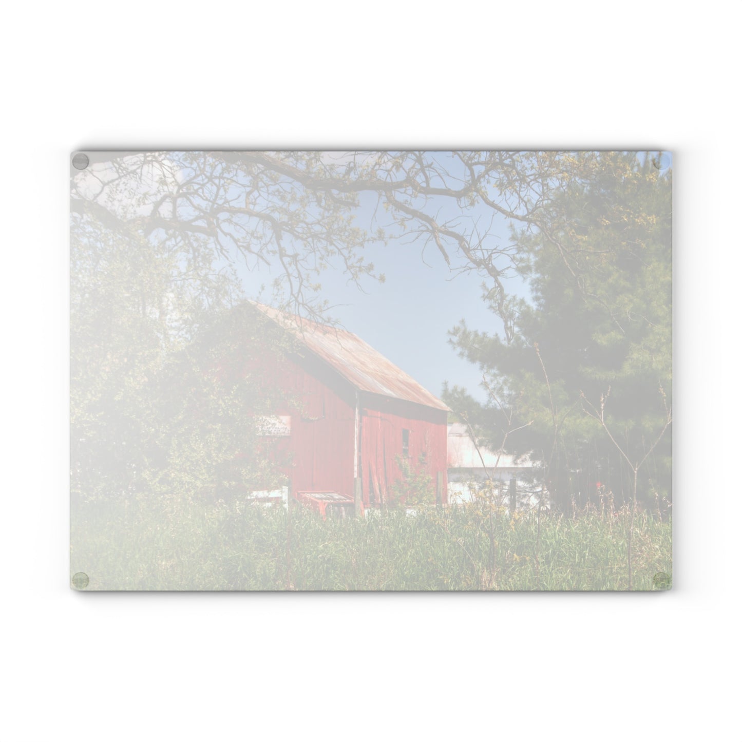 U R There Photography Bronson Lake Road Barn at the Bend Rustic Farmhouse Tempered-Glass Cutting Board