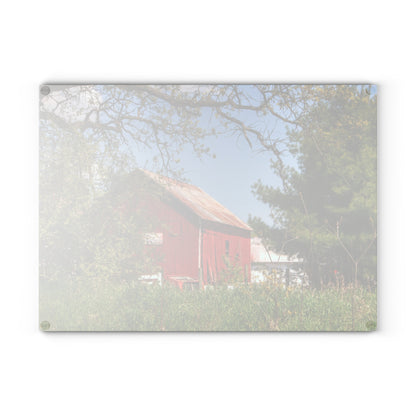 U R There Photography Bronson Lake Road Barn at the Bend Rustic Farmhouse Tempered-Glass Cutting Board