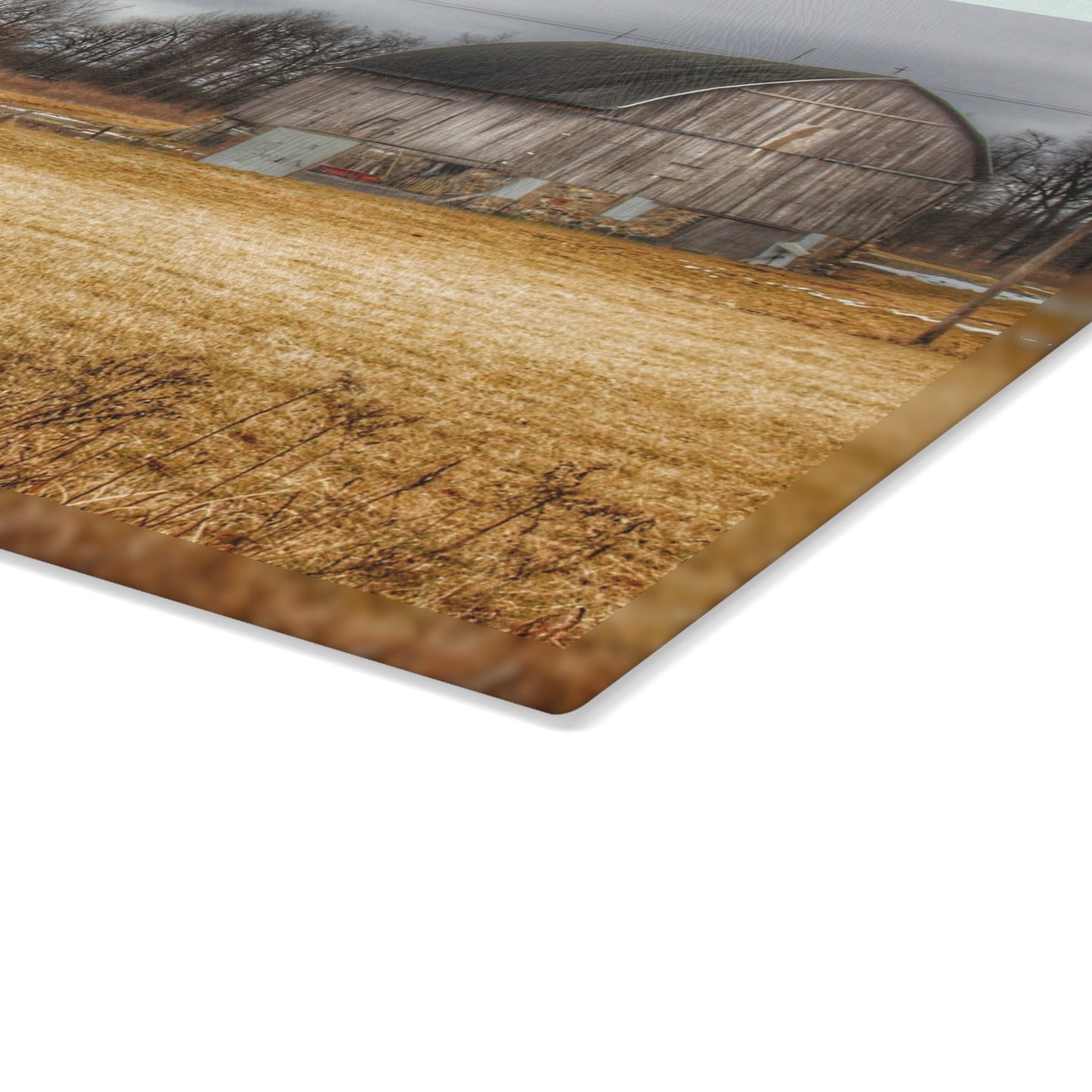 U R There Photography Laur Road Grey Rustic Farmhouse Tempered-Glass Cutting Board