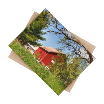 U R There Photography Bronson Lake Road Barn at the Bend Rustic Farmhouse Decorative Ceramic Tile 6" × 8" Glossy
