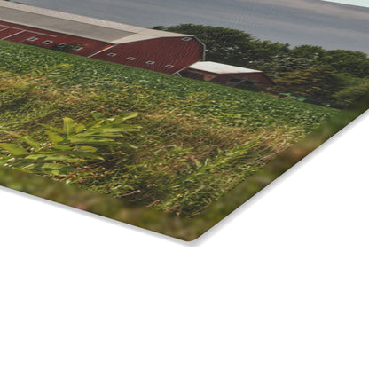 U R There Photography Townline Road Red Rustic Farmhouse Tempered-Glass Cutting Board