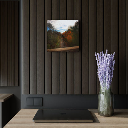 U R There Photography Above the Tracks in Vassar Rustic Farmhouse Acrylic Analog Wall Clock