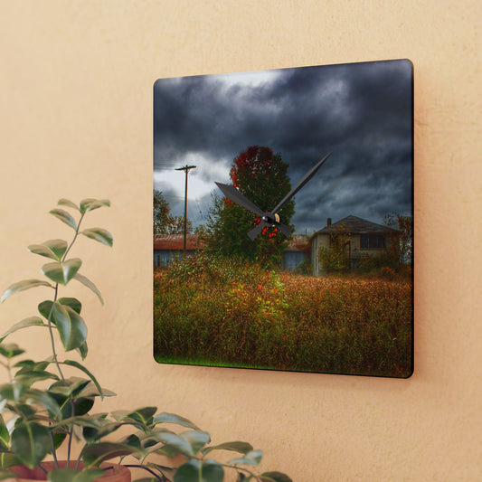 U R There Photography Farnsworth Forgotten Rustic Farmhouse Acrylic Analog Wall Clock