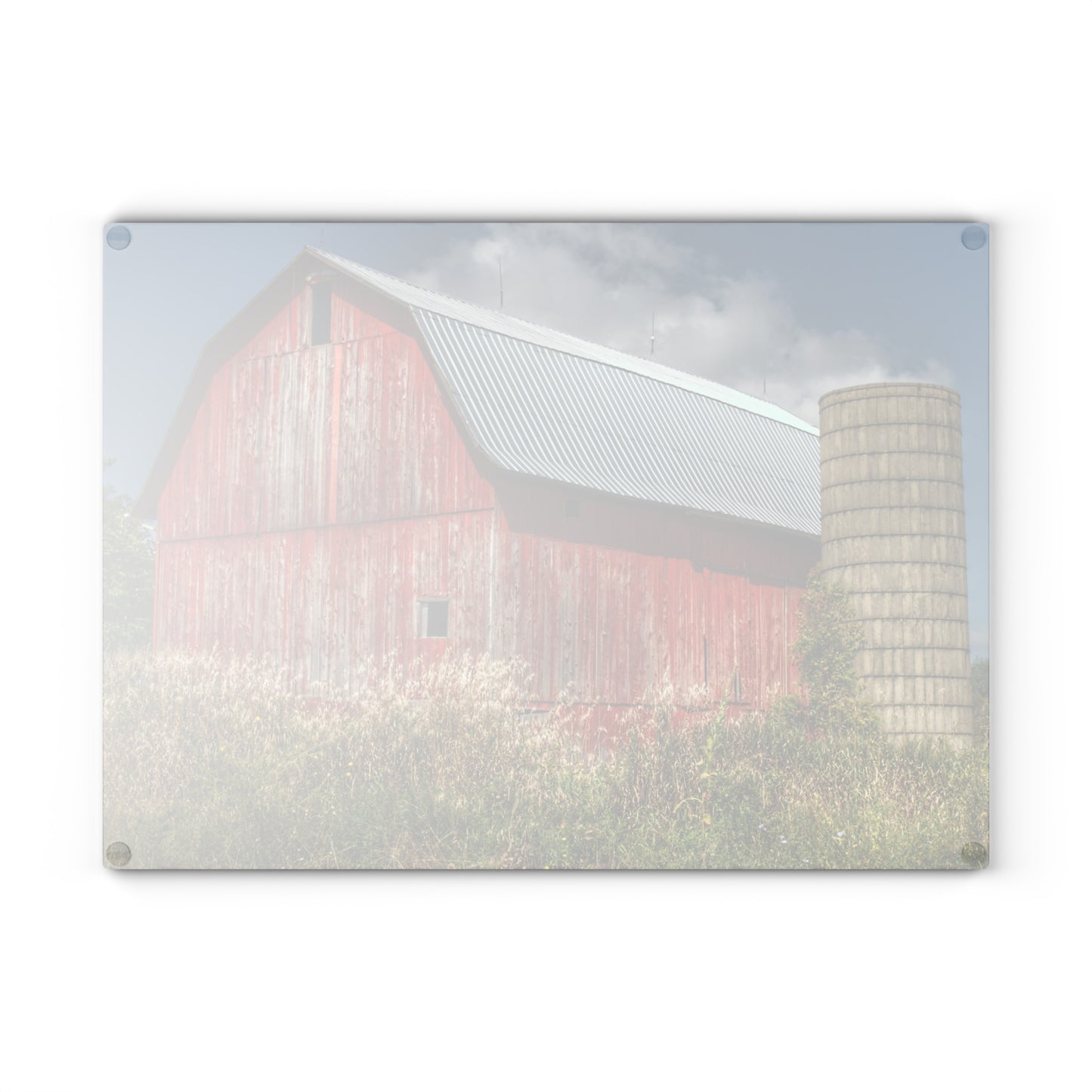U R There Photography Columbiaville Red in Summer I Rustic Farmhouse Tempered-Glass Cutting Board