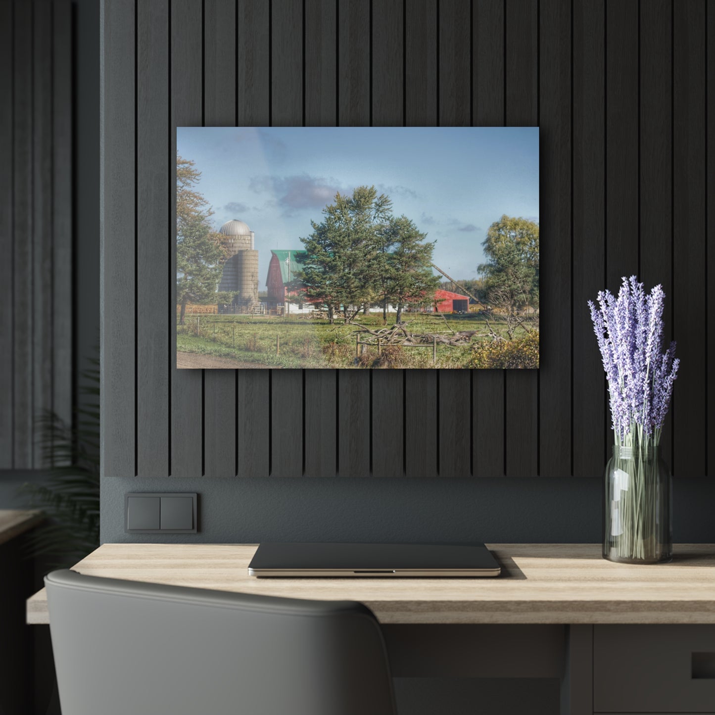 U R There Photography Croswell Wagner Road Red Rustic Farmhouse Acrylic Wall Print