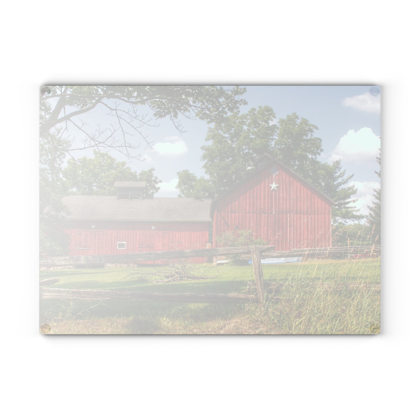 U R There Photography Hollow Corners Star Barn Rustic Farmhouse Tempered-Glass Cutting Board