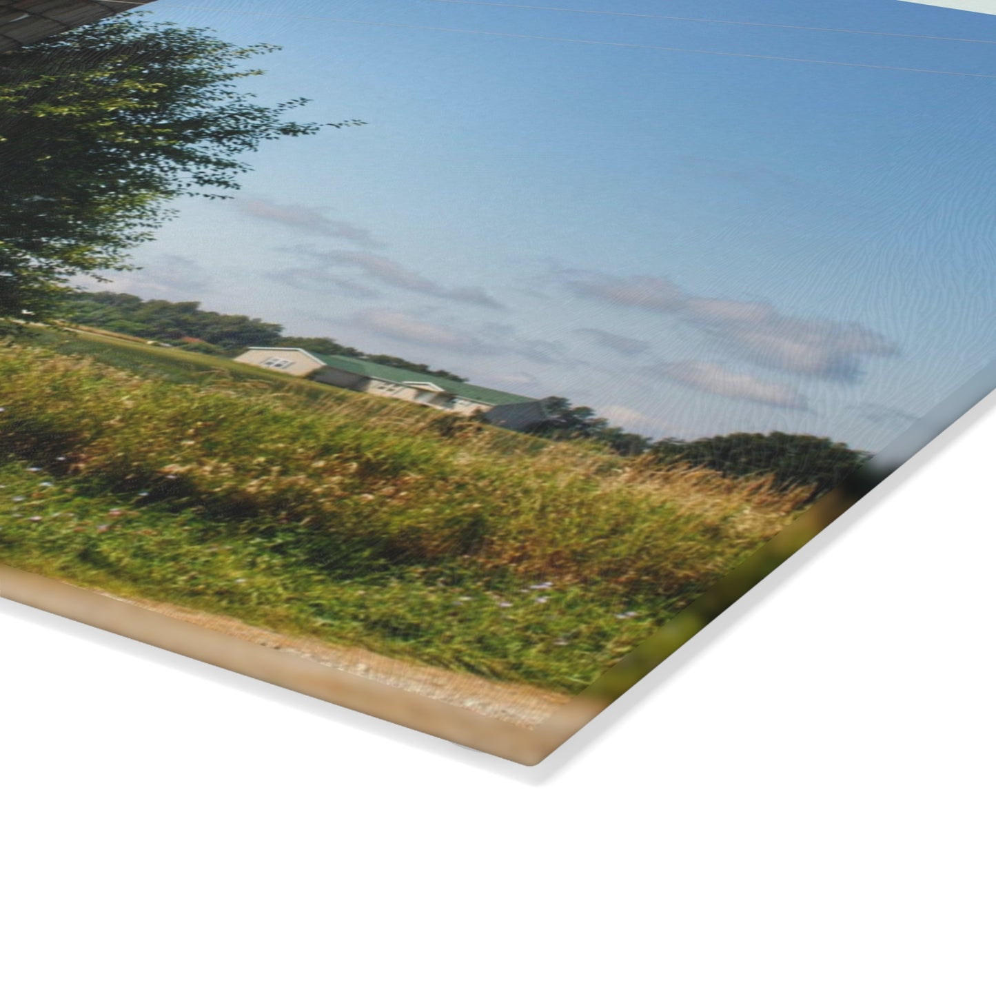 U R There Photography August Red and Silo Rustic Farmhouse Tempered-Glass Cutting Board