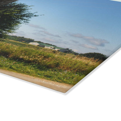 U R There Photography August Red and Silo Rustic Farmhouse Tempered-Glass Cutting Board