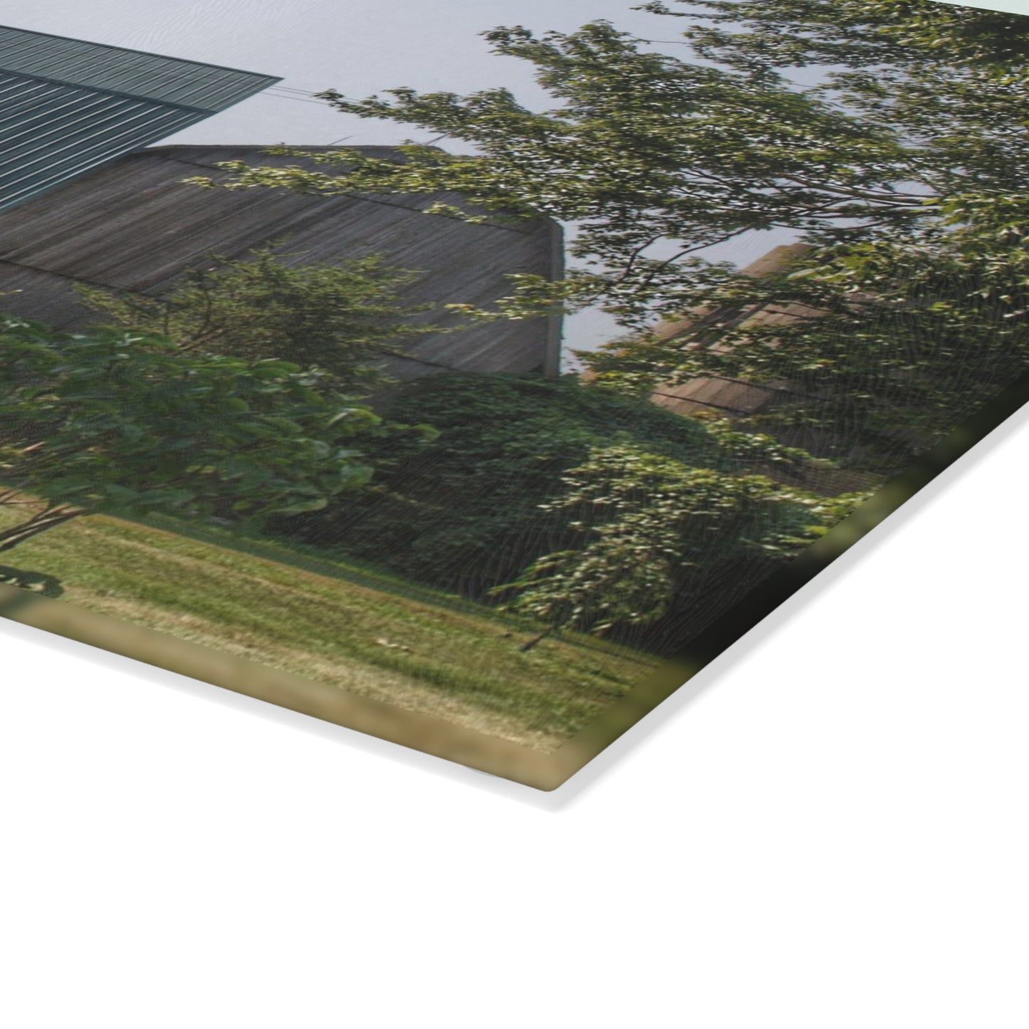 U R There Photography Bordman Road Greys Rustic Farmhouse Tempered-Glass Cutting Board