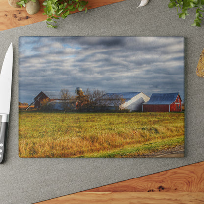 U R There Photography Marlette Road Farm I Rustic Farmhouse Tempered-Glass Cutting Board