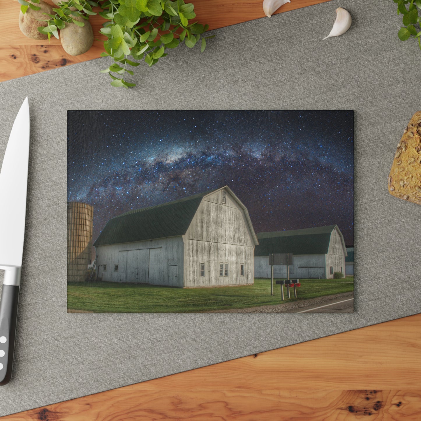 U R There Photography Under the Milky Way Rustic Farmhouse Tempered-Glass Cutting Board