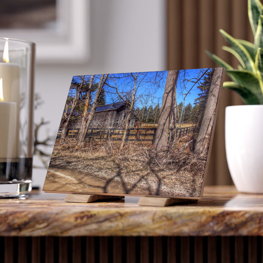 U R There Photography Brewer Road Grey Rustic Farmhouse Decorative Ceramic Tile