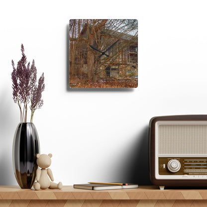 U R There Photography Norway Lake Hidden Grey II Rustic Farmhouse Acrylic Analog Wall Clock