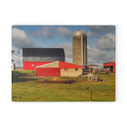 U R There Photography Kingston Checkerboard Farm Rustic Farmhouse Tempered-Glass Cutting Board