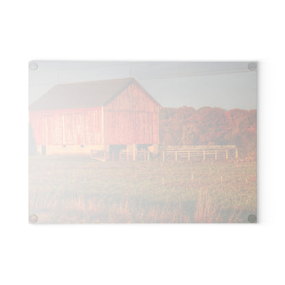 U R There Photography Lake Pleasant Corral Red II Rustic Farmhouse Tempered-Glass Cutting Board