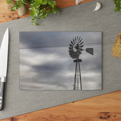 U R There Photography Valentine Road Windmill Rustic Farmhouse Tempered-Glass Cutting Board