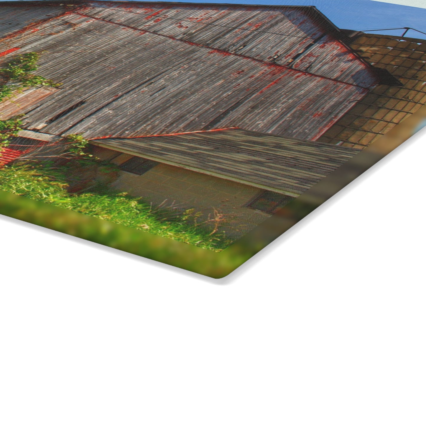 U R There Photography Marlette Red II Rustic Farmhouse Tempered-Glass Cutting Board