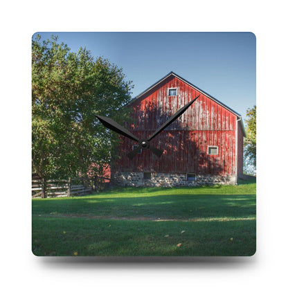 U R There Photography Five Lakes Red III Rustic Farmhouse Acrylic Analog Wall Clock 10.75'' × 10.75'' (Square)