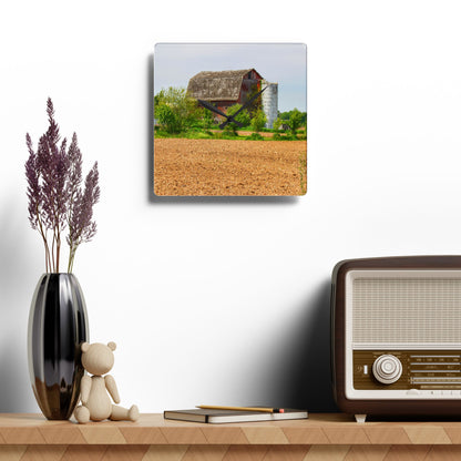 U R There Photography Colwood Road Old Red Rustic Farmhouse Acrylic Analog Wall Clock