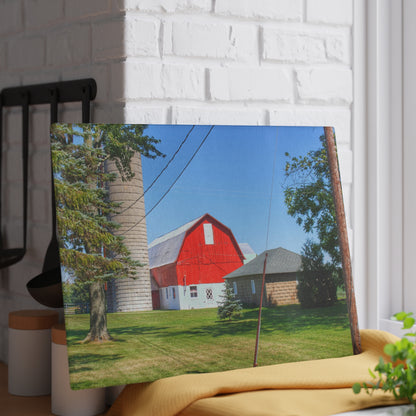 U R There Photography East Lake Road Red Rustic Farmhouse Tempered-Glass Cutting Board