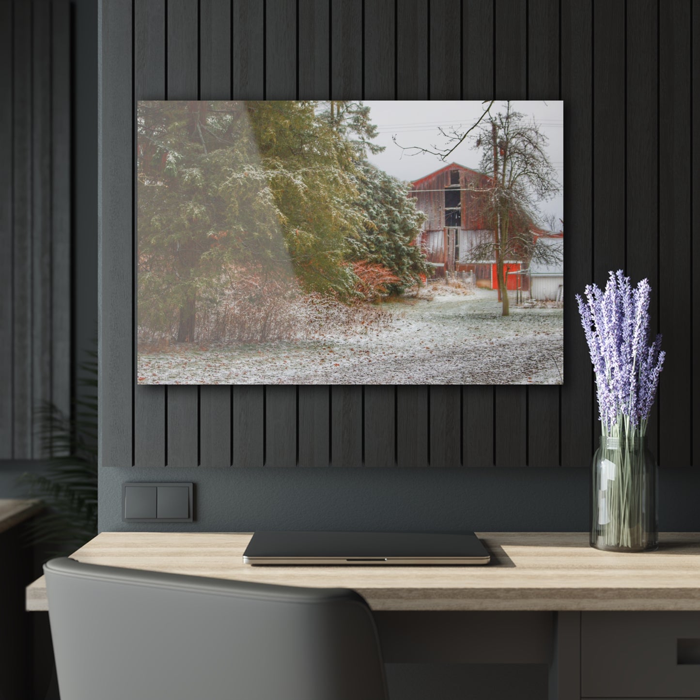 U R There Photography Lum Hidden Red Rustic Farmhouse Acrylic Wall Print