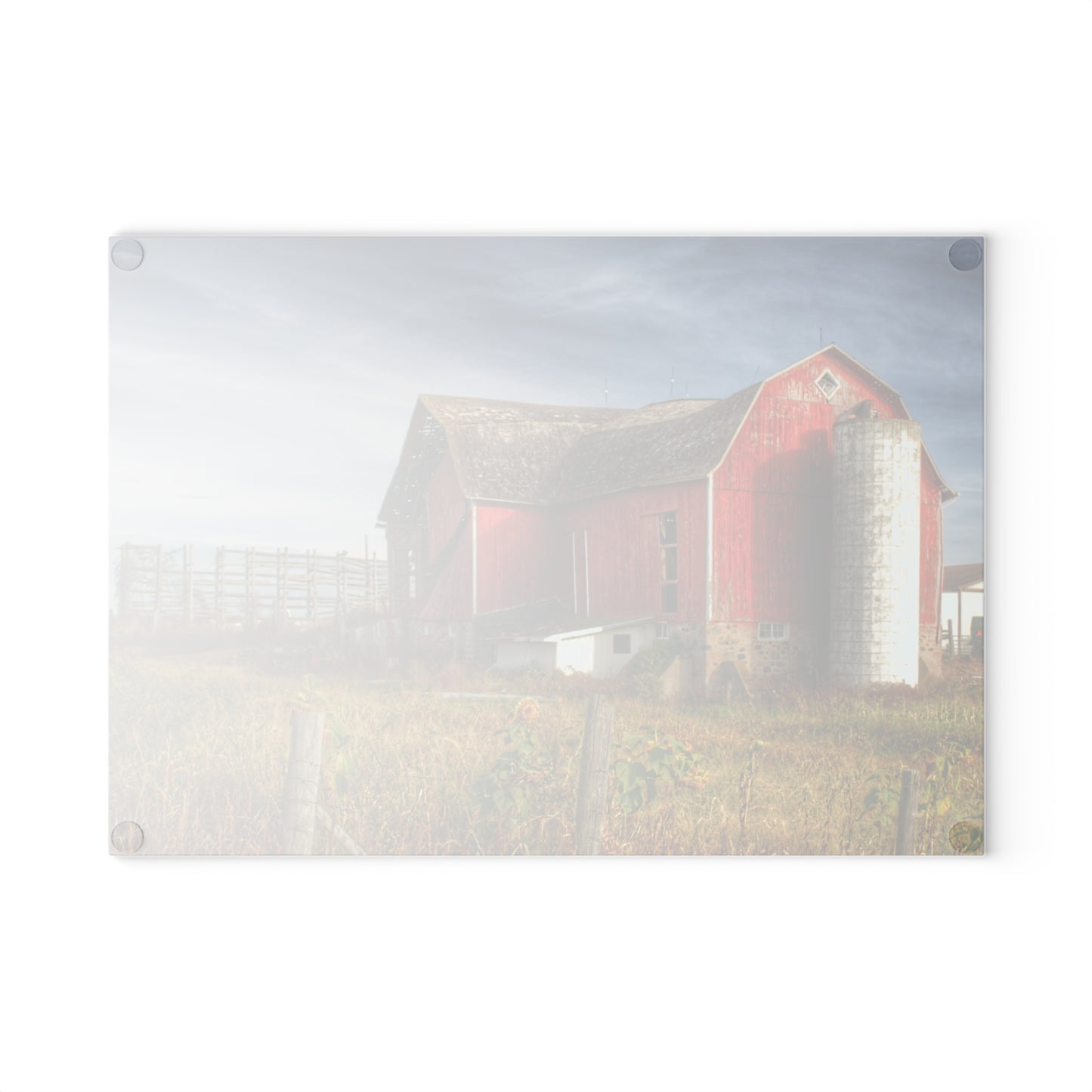 U R There Photography Hurd Corners Red I Rustic Farmhouse Tempered-Glass Cutting Board