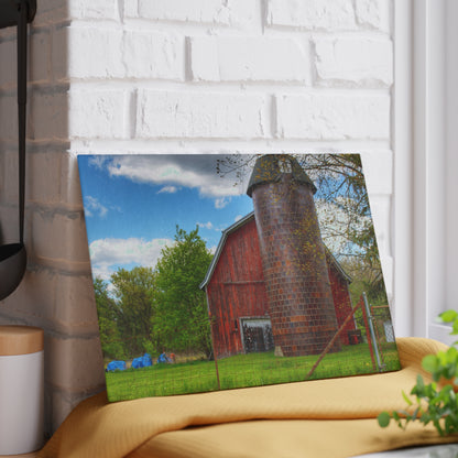 U R There Photography Mead Road Red Rustic Farmhouse Tempered-Glass Cutting Board