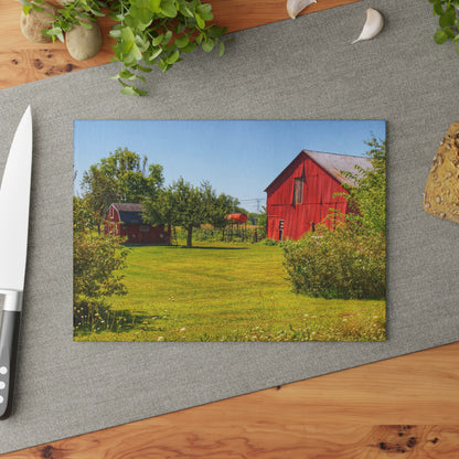 U R There Photography East Farrand Reds Rustic Farmhouse Tempered-Glass Cutting Board