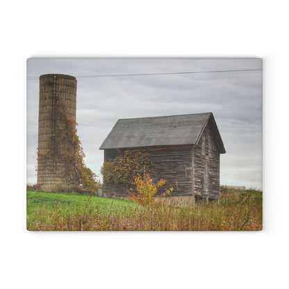 U R There Photography Fisher Road Grey Rustic Farmhouse Tempered-Glass Cutting Board