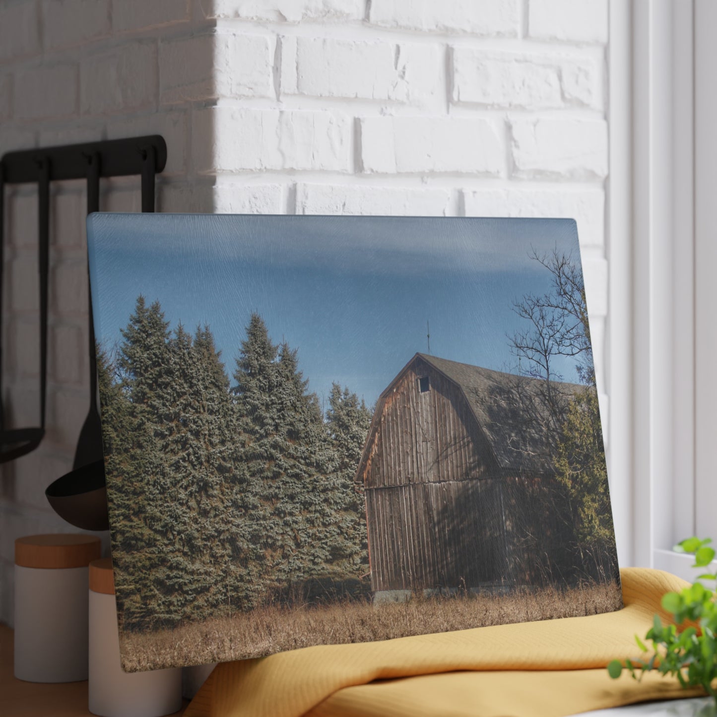 U R There Photography Washburn Old Grey Rustic Farmhouse Tempered-Glass Cutting Board