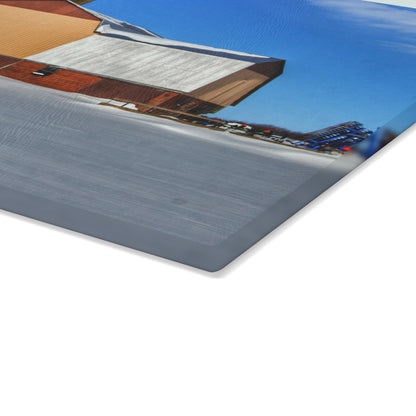 U R There Photography Bay City - Forestville Beige Barn Rustic Farmhouse Tempered-Glass Cutting Board