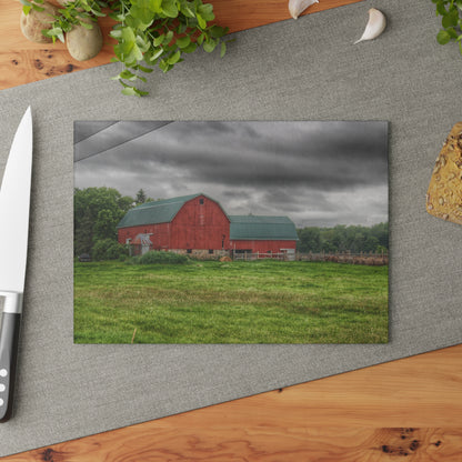 U R There Photography Clifford Road Red I Rustic Farmhouse Tempered-Glass Cutting Board