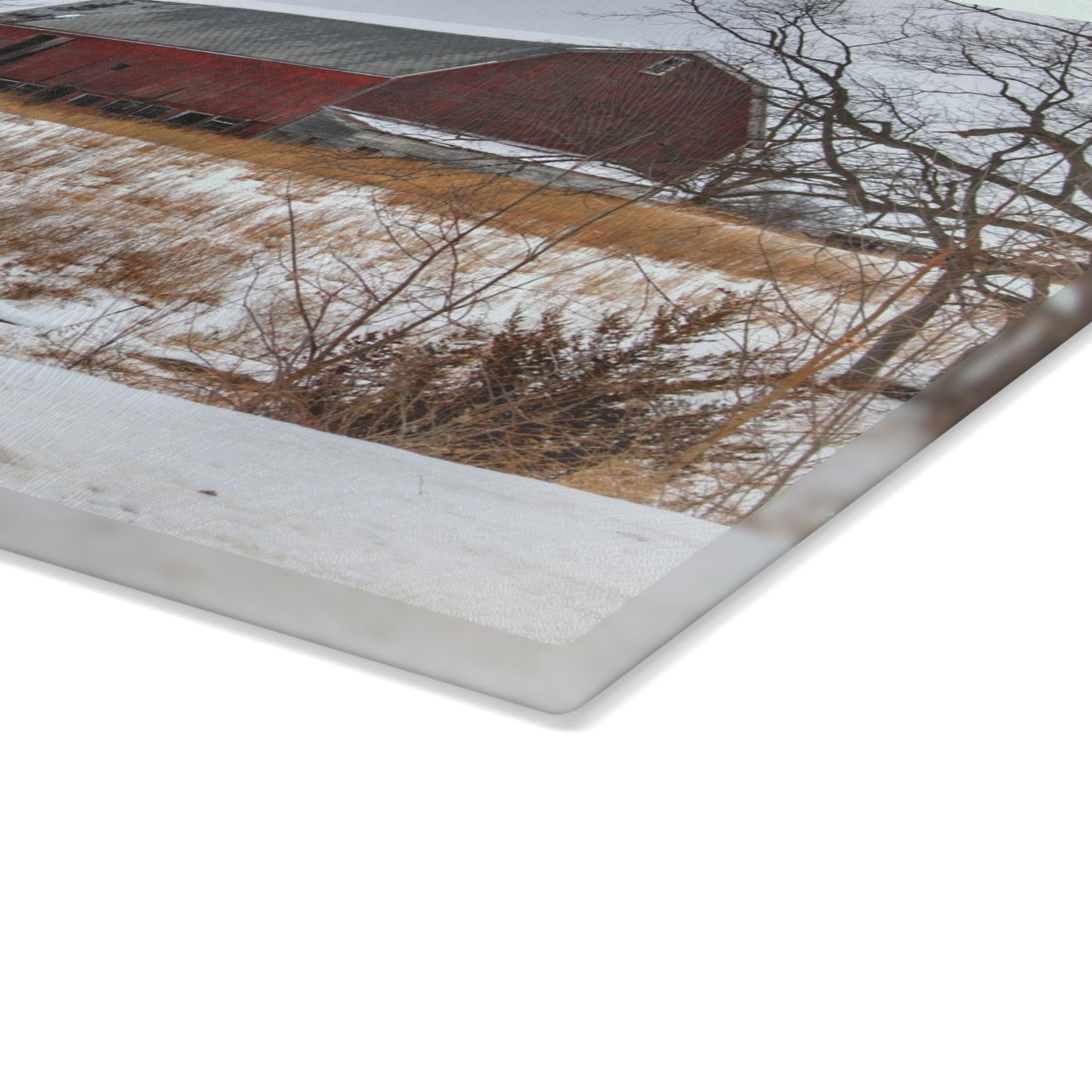 U R There Photography Hadley Red II Rustic Farmhouse Tempered-Glass Cutting Board