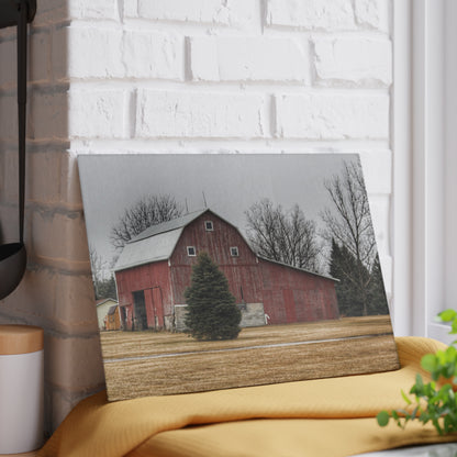 U R There Photography Daley Road Red I Rustic Farmhouse Tempered-Glass Cutting Board