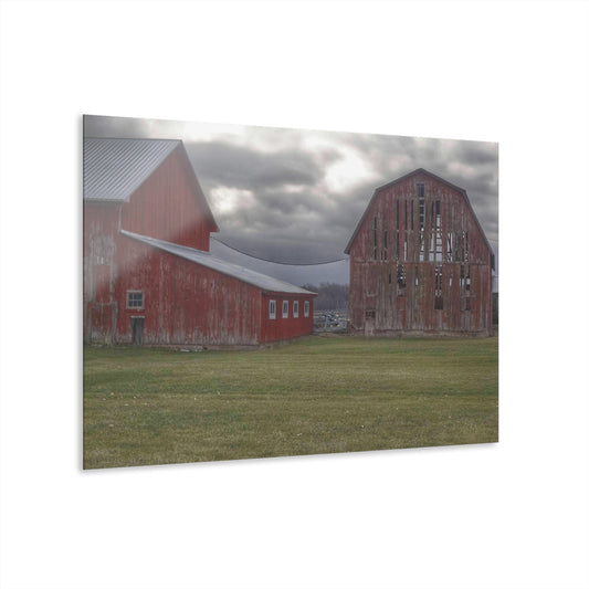 U R There Photography Church Road Reds Rustic Farmhouse Acrylic Wall Print