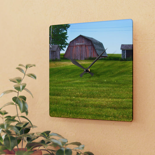 U R There Photography Cass City Elmwood Greys Rustic Farmhouse Acrylic Analog Wall Clock