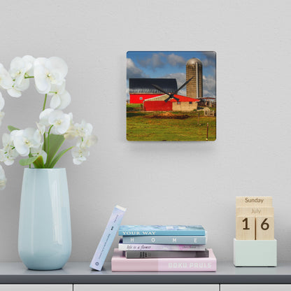 U R There Photography Kingston Checkerboard Farm Rustic Farmhouse Acrylic Analog Wall Clock