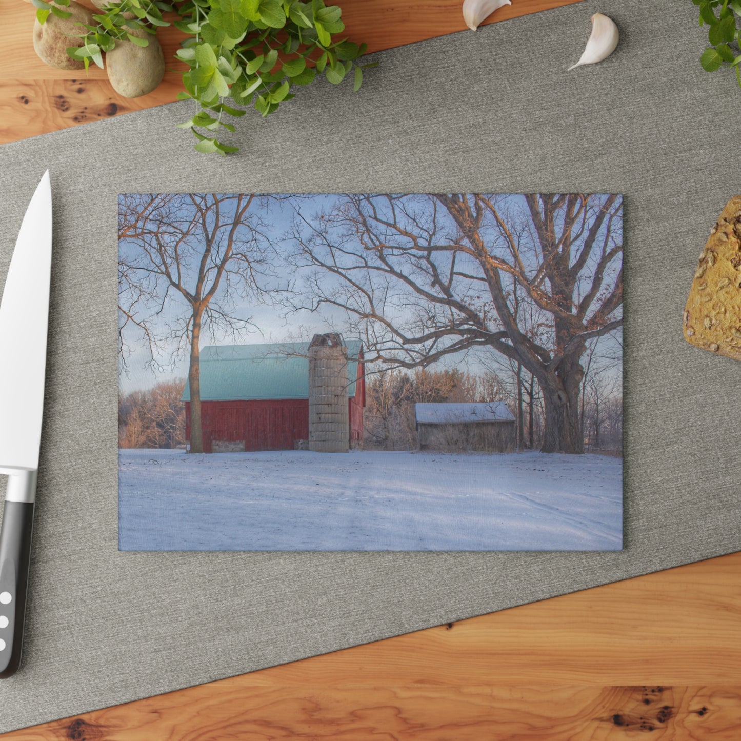U R There Photography Webster Road Red I Rustic Farmhouse Tempered-Glass Cutting Board