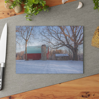 U R There Photography Webster Road Red I Rustic Farmhouse Tempered-Glass Cutting Board
