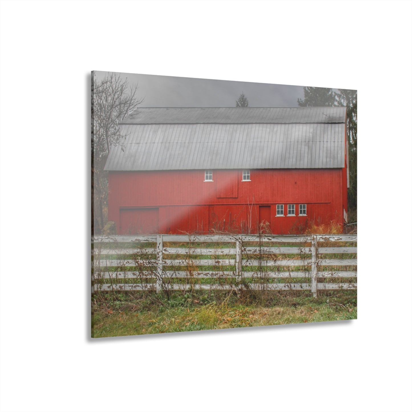 U R There Photography Corralled Red Rustic Farmhouse Acrylic Wall Print