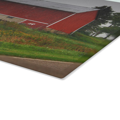 U R There Photography Brown Road Horse Barn I Rustic Farmhouse Tempered-Glass Cutting Board